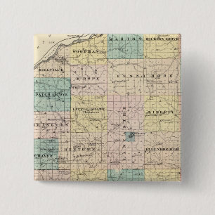 Bóton Quadrado 5.08cm Mapa do Condado de Grant e da Vila de Lancaster