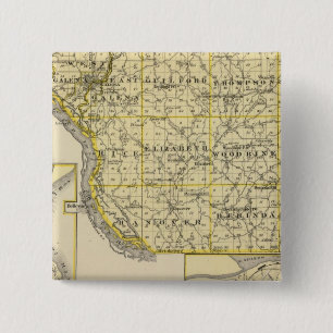 Bóton Quadrado 5.08cm Mapa do condado de JoDaviess, Moline e Dunleith