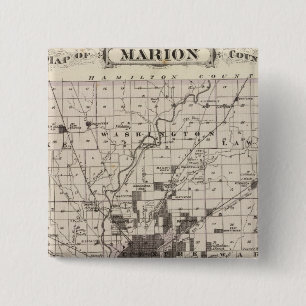 Bóton Quadrado 5.08cm Mapa do Condado de Marion 2