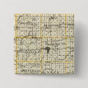 Bóton Quadrado 5.08cm Mapa do Condado de Mercer, Rock Island e Plano