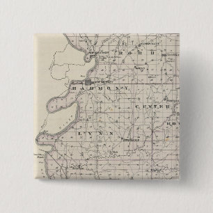Bóton Quadrado 5.08cm Mapa do Condado de Posey