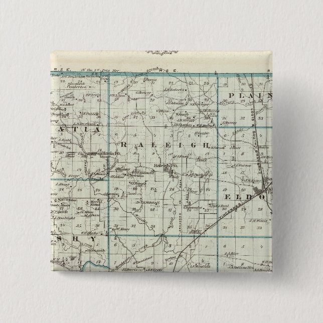 Bóton Quadrado 5.08cm Mapa do Condado de Saline (Frente)