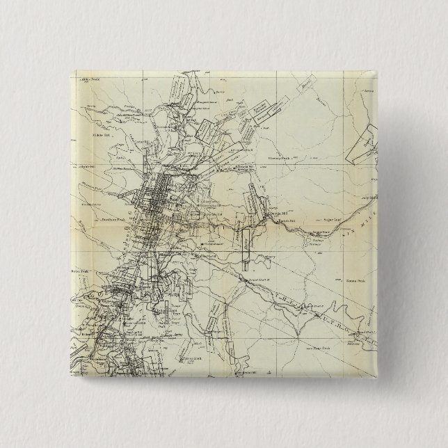 Bóton Quadrado 5.08cm Mapa do Distrito de Washoe (Frente)