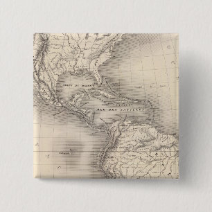 Bóton Quadrado 5.08cm Mapa do Império Espanhol nas Américas