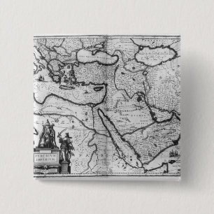 Bóton Quadrado 5.08cm Mapa do império otomano