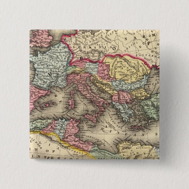 Bóton Quadrado 5.08cm Mapa do Império Romano (Frente)