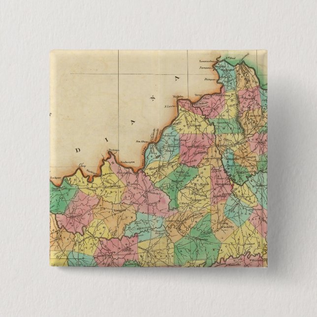 Bóton Quadrado 5.08cm Mapa Do Kentucky (Frente)
