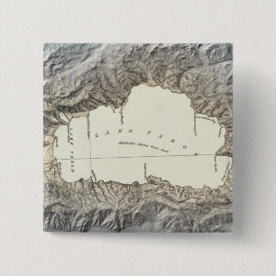 Bóton Quadrado 5.08cm Mapa do Lago Tahoe