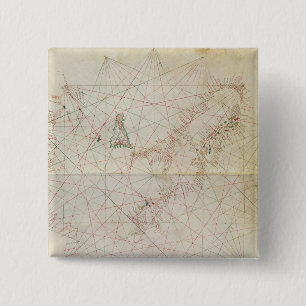 Bóton Quadrado 5.08cm Mapa do mar de adriático