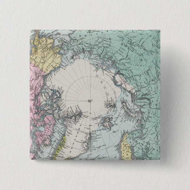 Bóton Quadrado 5.08cm Mapa do Mar Polar (Frente)