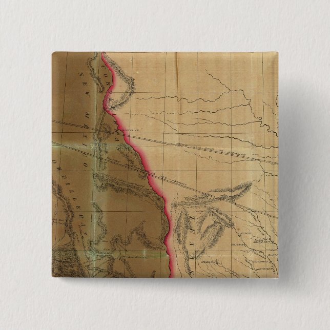 Bóton Quadrado 5.08cm Mapa do México Mostrando o Lugar da Guerra (Frente)