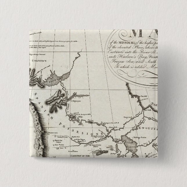 Bóton Quadrado 5.08cm Mapa do Missouri (Frente)