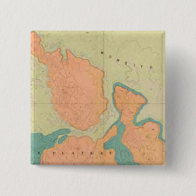 Bóton Quadrado 5.08cm Mapa Do Planalto De Uinkaret (Frente)