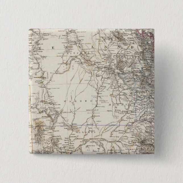 Bóton Quadrado 5.08cm Mapa do Sudeste da Austrália (Frente)
