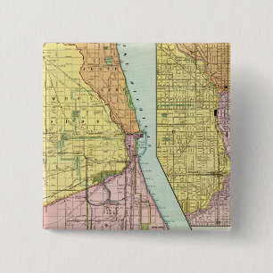 Bóton Quadrado 5.08cm Mapa do Terminal Ferroviário de Chicago