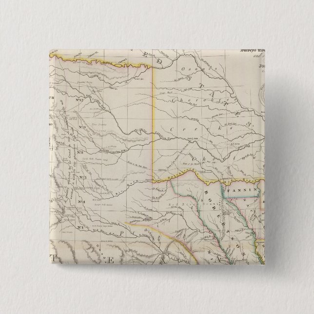 Bóton Quadrado 5.08cm Mapa do Texas (Frente)