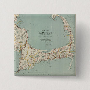 Bóton Quadrado 5.08cm Mapa do vintage de Cape Cod (1917)