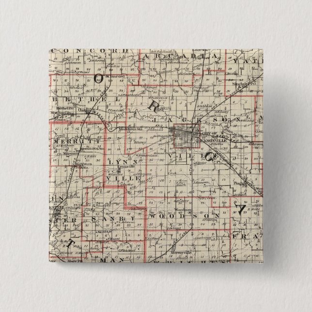 Bóton Quadrado 5.08cm Mapa dos condados de Morgan & Scott (Frente)
