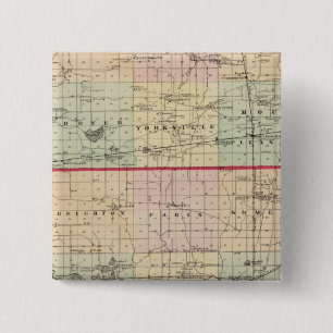 Bóton Quadrado 5.08cm Mapa dos condados Racine e Kenosha