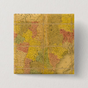 Bóton Quadrado 5.08cm Mapa dos Estados da Nova Inglaterra