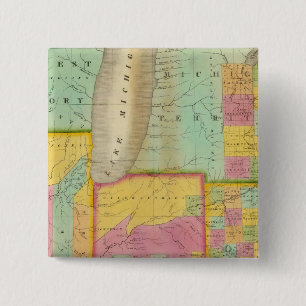 Bóton Quadrado 5.08cm Mapa dos Estados de Ohio Indiana & Illinois