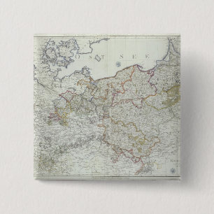 Bóton Quadrado 5.08cm Mapa dos estados prussianos em 1799