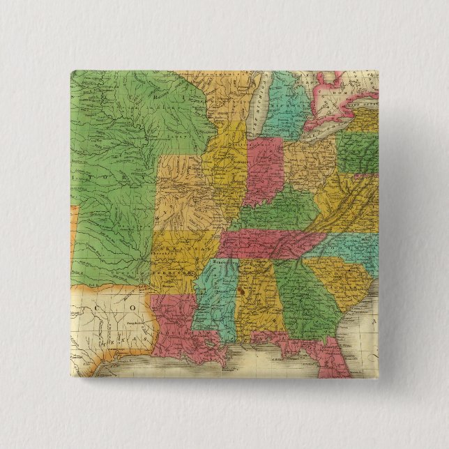 Bóton Quadrado 5.08cm Mapa dos Estados Unidos (Frente)