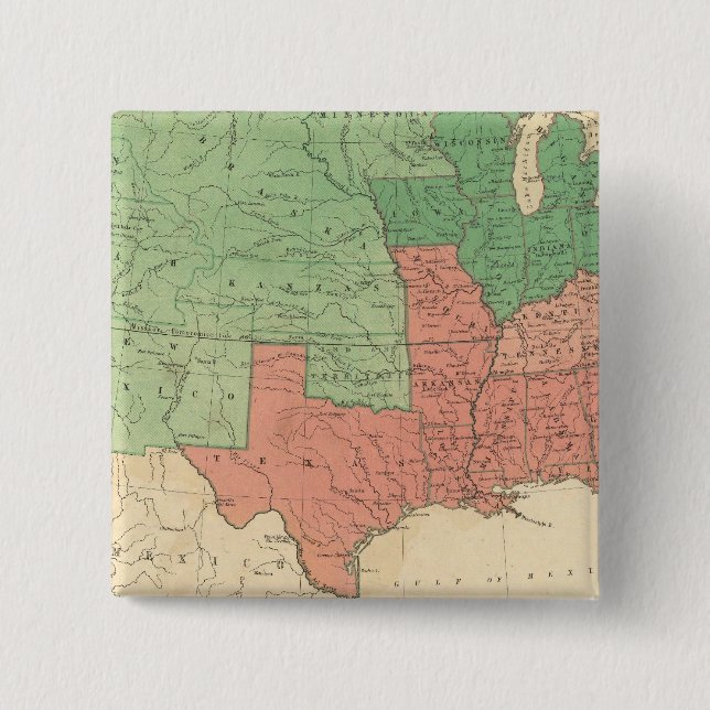 Bóton Quadrado 5.08cm Mapa dos Estados Unidos 2 (Frente)