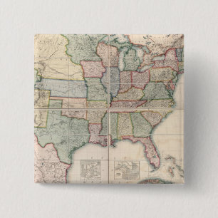 Bóton Quadrado 5.08cm Mapa dos Estados Unidos 3