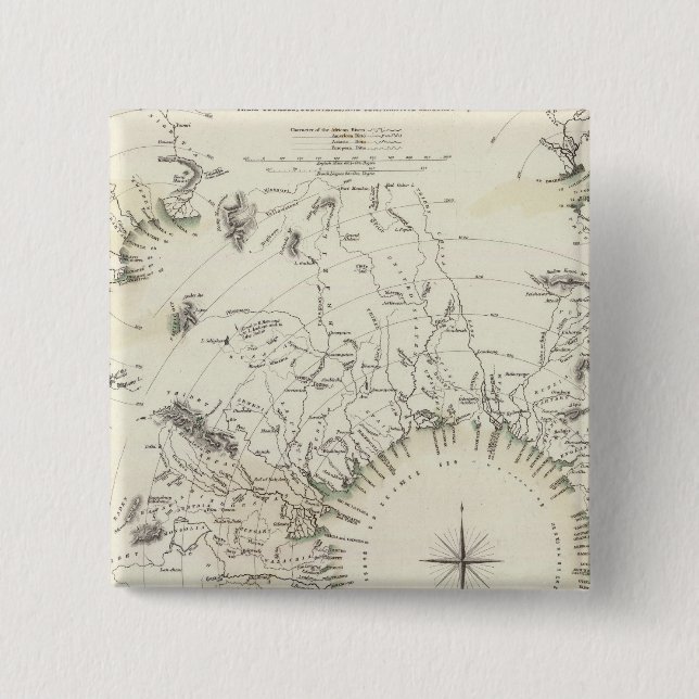 Bóton Quadrado 5.08cm Mapa dos principais cursos de rios (Frente)