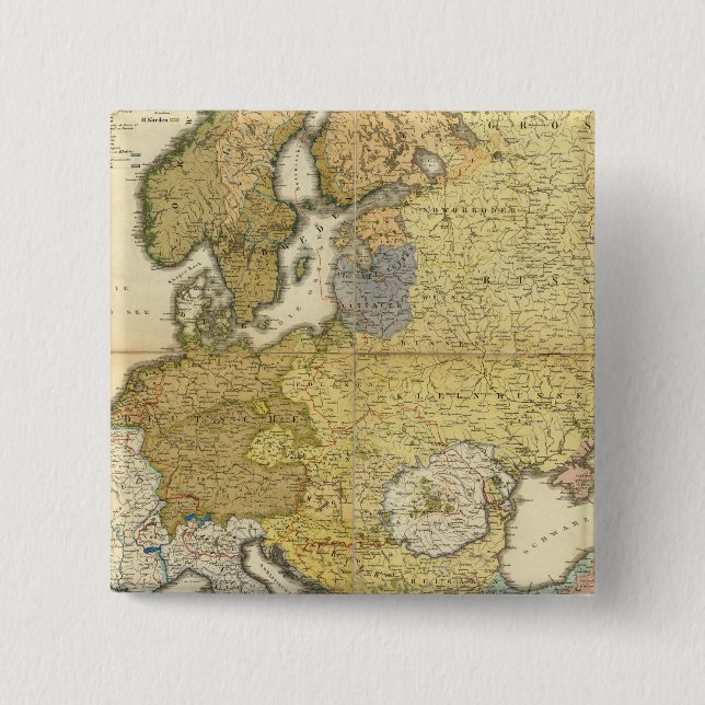 Bóton Quadrado 5.08cm Mapa Etnográfico da Europa (Frente)