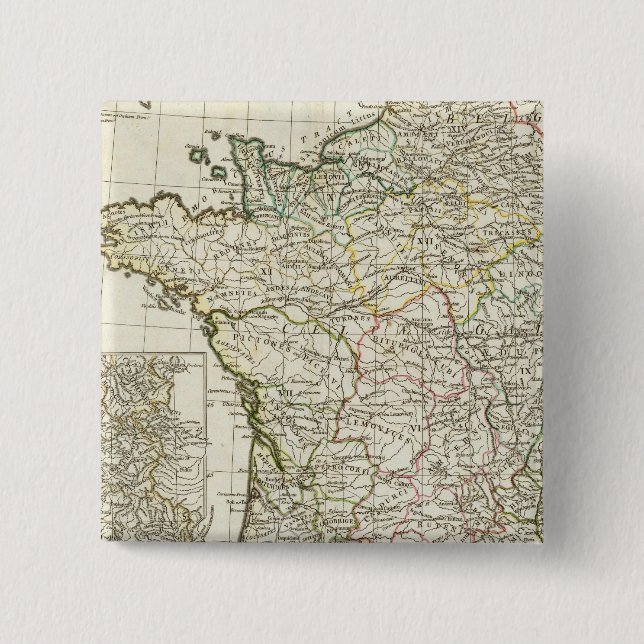 Bóton Quadrado 5.08cm Mapa europeu antigo (Frente)