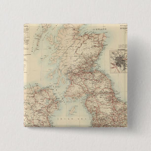 Bóton Quadrado 5.08cm Mapa ferroviário das Ilhas Britânicas