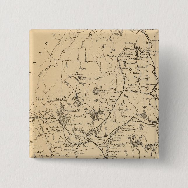 Bóton Quadrado 5.08cm Mapa ferroviário do Maine (Frente)