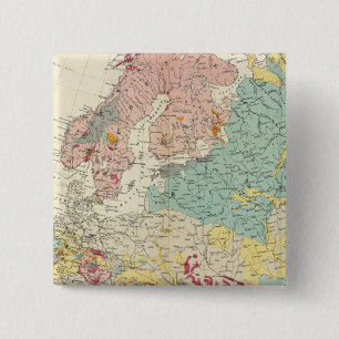 Bóton Quadrado 5.08cm Mapa geológico Europa