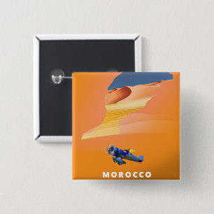 Bóton Quadrado 5.08cm Mapa ilustrado de Marrocos impressão de poster de