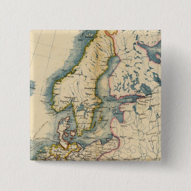 Bóton Quadrado 5.08cm Mapa Industrial Comercial da Europa (Frente)