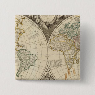 Bóton Quadrado 5.08cm Mapa Mundial 8