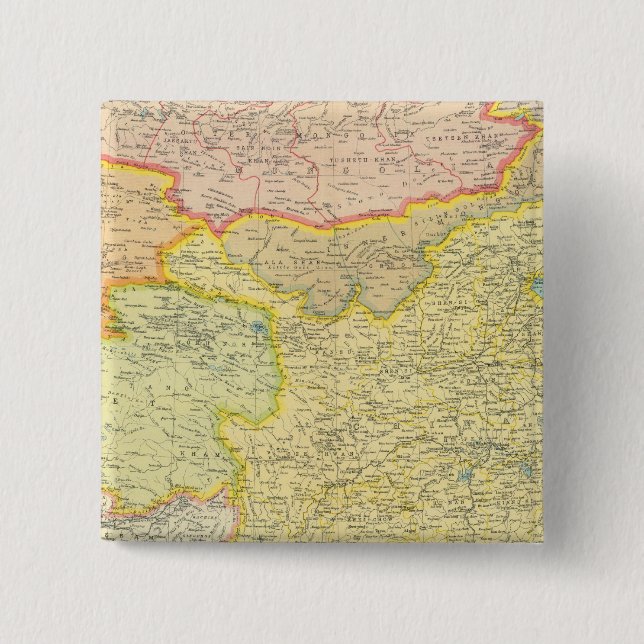 Bóton Quadrado 5.08cm Mapa político da China (Frente)