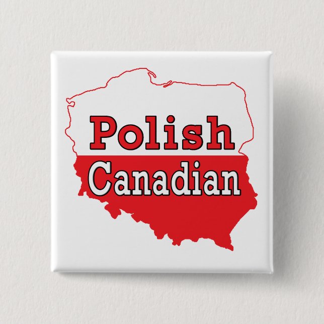 Bóton Quadrado 5.08cm Mapa Polonês Canadense (Frente)