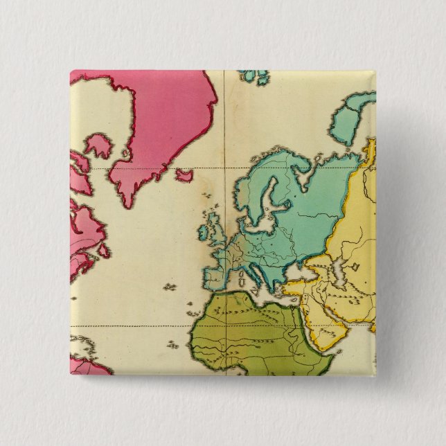 Bóton Quadrado 5.08cm Mapa simples do mundo (Frente)