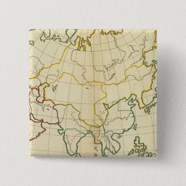 Bóton Quadrado 5.08cm Mapa simples na Ásia (Frente)
