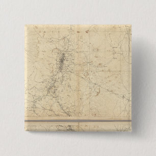 Bóton Quadrado 5.08cm Mapa Topográfico da Região de Mineração de Was