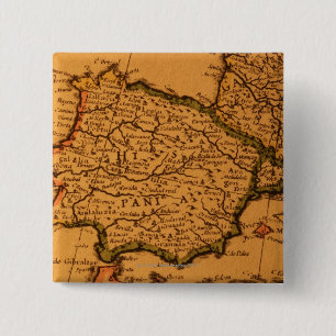 Bóton Quadrado 5.08cm Mapa velho da espanha