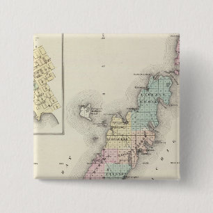 Bóton Quadrado 5.08cm Mapas de Door County, Sturgeon Bay e Jenny