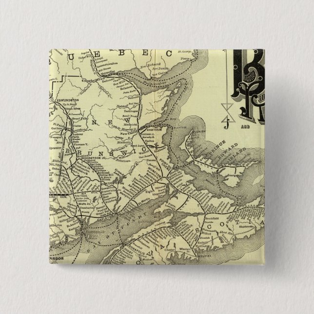 Bóton Quadrado 5.08cm Mapear Boston e Maine Railroad 2 (Frente)