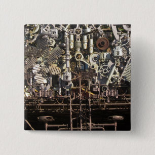 Bóton Quadrado 5.08cm Máquinas mecânicas da maquinaria de Steampunk