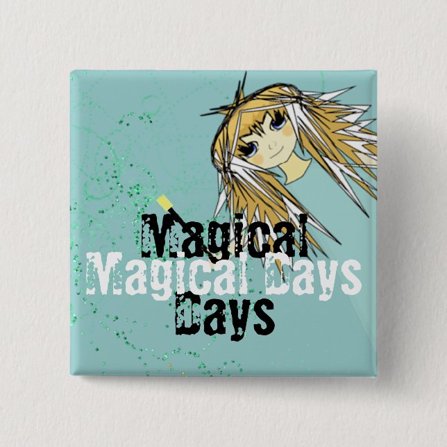 Bóton Quadrado 5.08cm Maravilha Mágica de Menina de Animação Ultrapolar  (Frente)