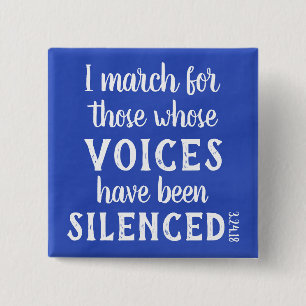 Bóton Quadrado 5.08cm Março: Eu marcho… pino