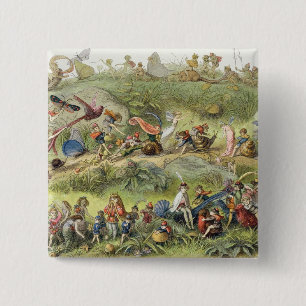 Bóton Quadrado 5.08cm Março triunfal do Duende-Rei, ilustração de